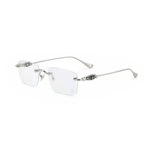 فریم طبی زنانه Chrome Hearts مستطیلی نقره‌ای کد 2259