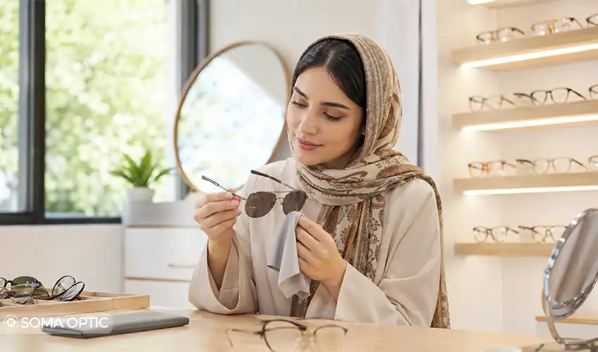 از بین بردن خط و خش عینک دودی