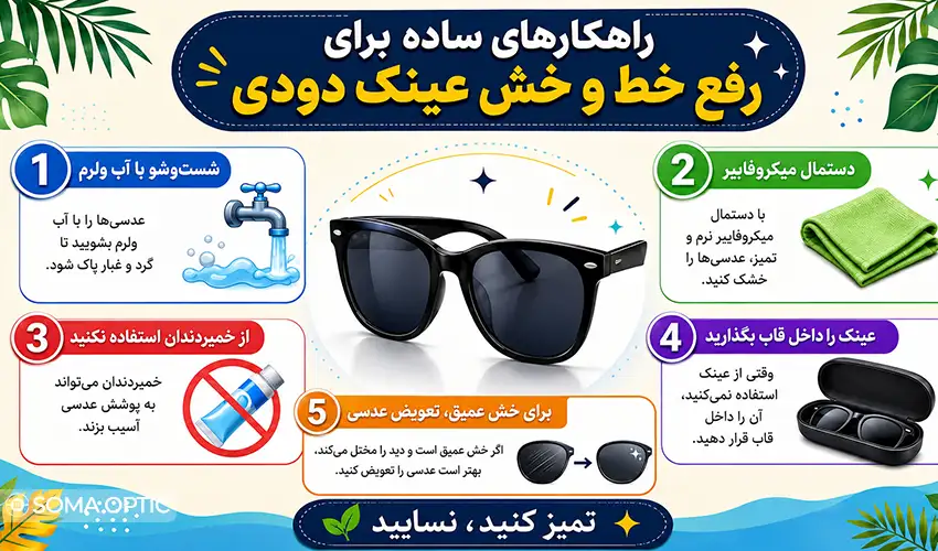از بین بردن خط و خش عینک دودی