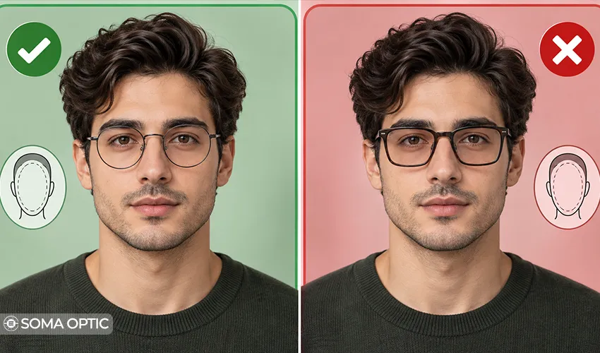 مقایسه عینک صورت بیضی