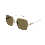 عینک آفتابی زنانه گوچی Gucci GG1434S 002 57 رزگلد با عدسی قهوه‌ای