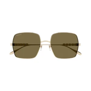 عینک آفتابی زنانه گوچی Gucci GG1434S 002 57 رزگلد با عدسی قهوه‌ای