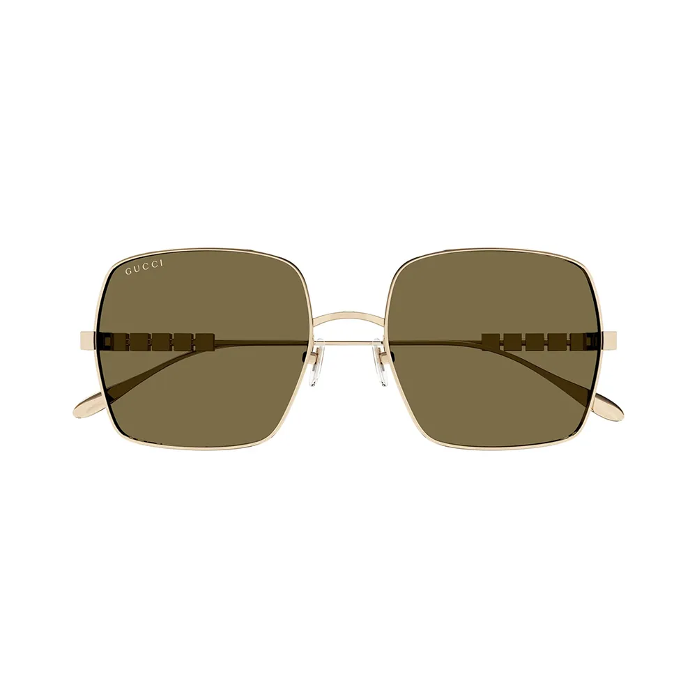 عینک آفتابی زنانه گوچی Gucci GG1434S 002 57 رزگلد با عدسی قهوه‌ای