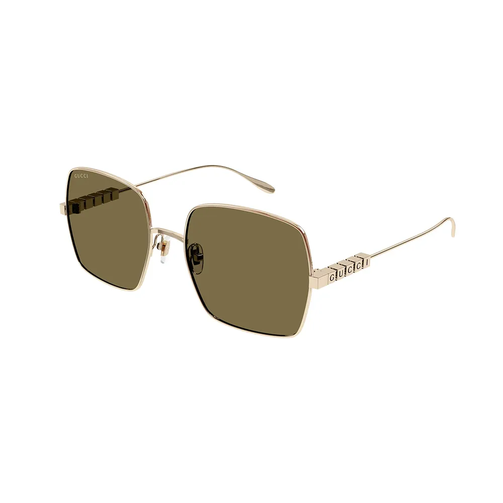 عینک آفتابی زنانه گوچی Gucci GG1434S 002 57 رزگلد با عدسی قهوه‌ای